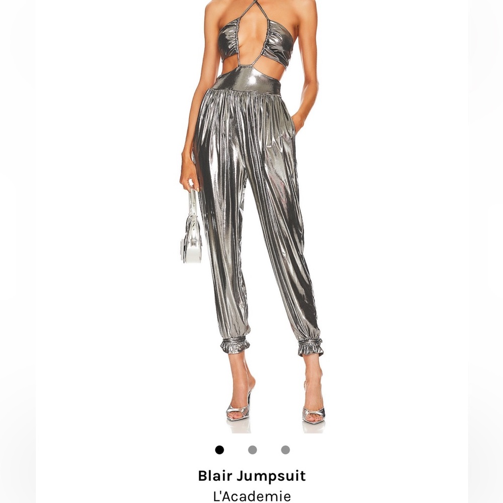 Brand New L’Academie Silver Metallic Jumpsuit